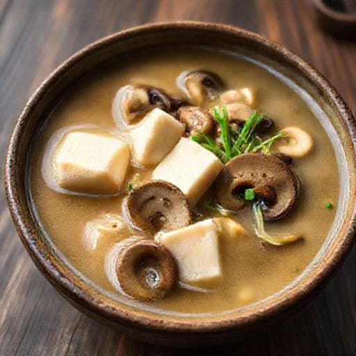 Miso Suppe med Tofu og Svampe