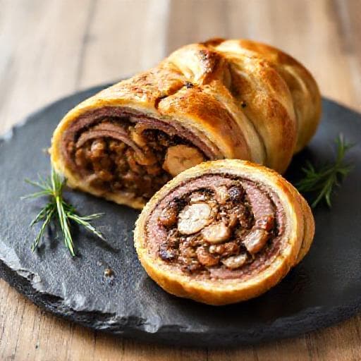 Oksemørbrad Wellington med Svampe- og Urtefyld