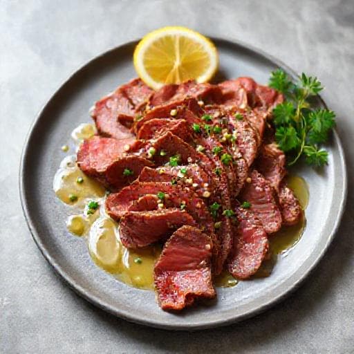 Hurtig Bøf Tagliata med Hvidløg og Citron
