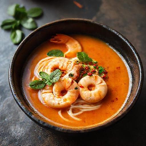 Laksa med Rejer og Sursød Tamarind