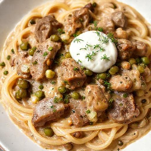 Bøf Stroganoff med Syltede Agurker og Kapers
