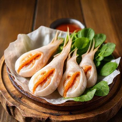 Mực Trứng Hấp Cuốn Rau Muống Bánh Tráng (Truyền Thống)