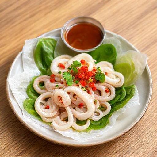 Mực Trứng Hấp Cuốn Rau Muống Bánh Tráng (Phiên Bản Nhanh Gọn)