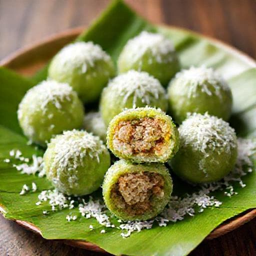 Kuih Onde-Onde Kelapa Pandan