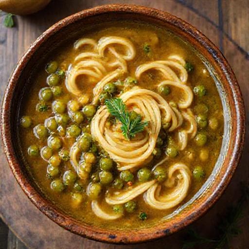 Geleneksel Erişteli Yeşil Mercimek Çorbası