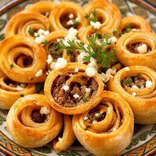 Kıymalı ve Peynirli Mamzana Ruloları
