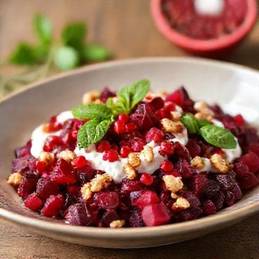 Cevizli ve Nar Taneli Yoğurtlu Pancar Salatası