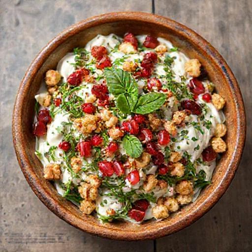 Cevizli ve Nar Taneli Yoğurtlu Semizotu Salatası