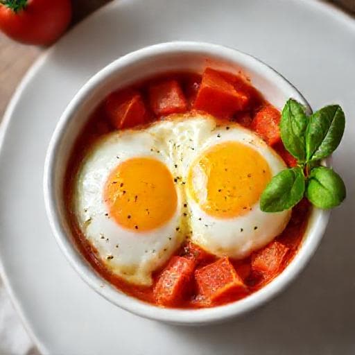 Hızlı Fırında Yumurta (Domatesli)
