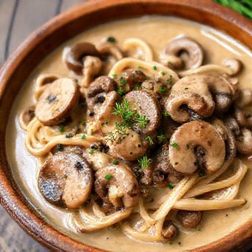 Mantarlı ve Hardallı Dana Stroganoff (Kremasız)