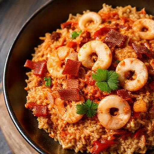 Zenginleştirilmiş Kimchili Kızarmış Pilav (Domuz Pastırmalı ve Deniz Ürünlü)
