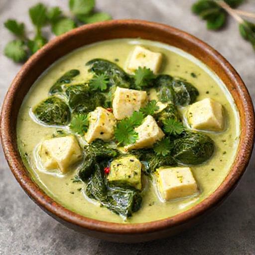 Palak Paneer Köri (Krema yerine Hindistan Cevizi Sütü ile)