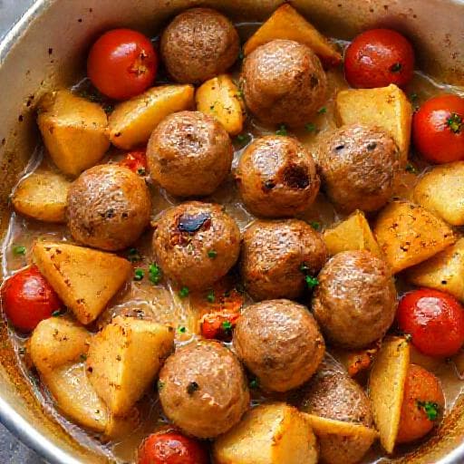 Fırında Misket Köfte Patates Yemeği