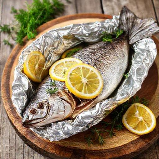 Скумбрія, запечена у фользі з лимоном та травами