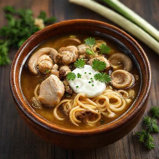 Затірка з куркою та грибами