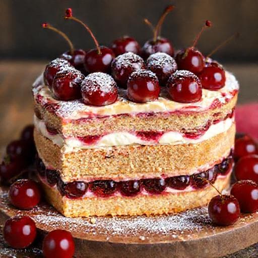 Пляцок із вишнями та сирним кремом