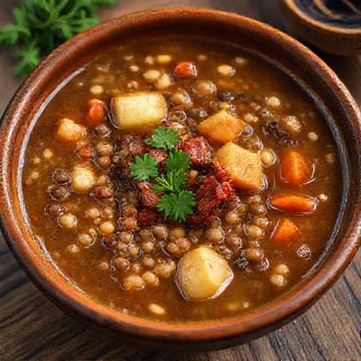 Сочевичний суп з копченостями та овочами