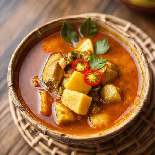 Gulai Cubadak dengan Pucuk Ubi