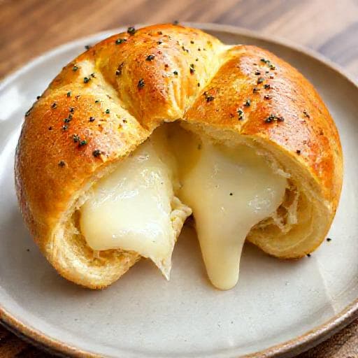 Roti Bawang Putih Korea dengan Keju Mozzarella Meleleh