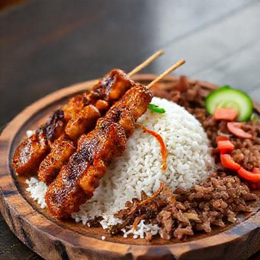 Nasi Buk Madura dengan Sate Ayam Bumbu Rujak