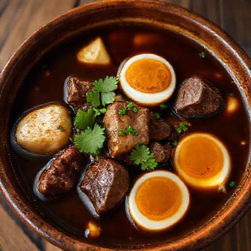 Brongkos Daging Sapi dan Telur Puyuh