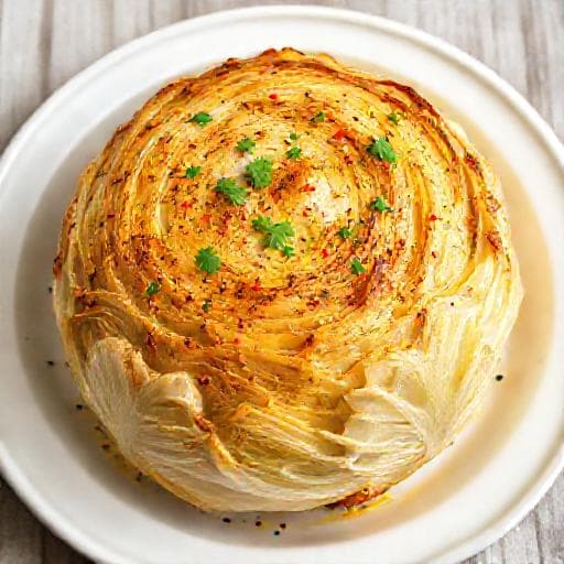 Быстрая запечённая капуста с чесноком и травами