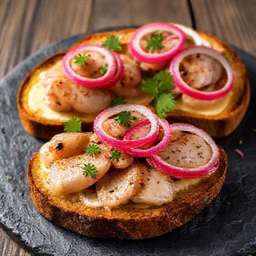 Бутерброды со шпротами и маринованным луком