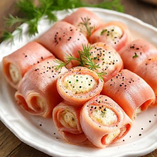 Классические рулетики из ветчины с сыром