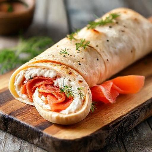 Классический лаваш с красной рыбой и сливочным сыром