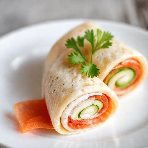 Быстрый лаваш с красной рыбой и огурцом