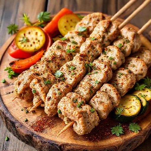 Люля-кебаб из курицы с зеленью и мятой