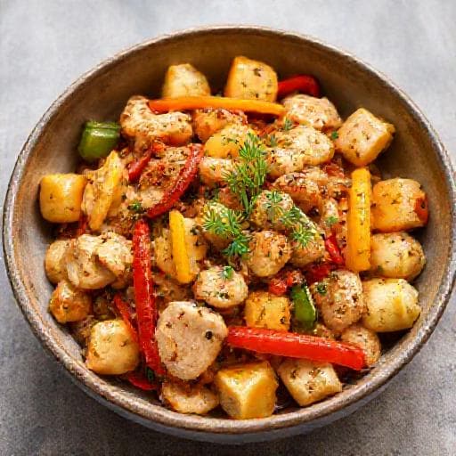 Оджахури с курицей и овощами