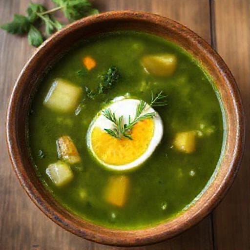 Зелёный борщ со щавелем и яйцом (Украинский вариант)