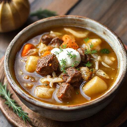 Классические щи из квашеной капусты на мясном бульоне