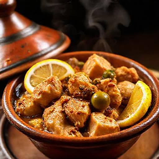 Классический тажин с курицей и лимоном