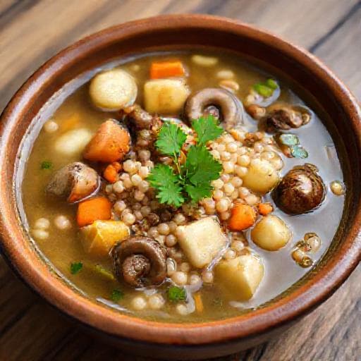 Рассольник с перловкой и грибами (Постный вариант)