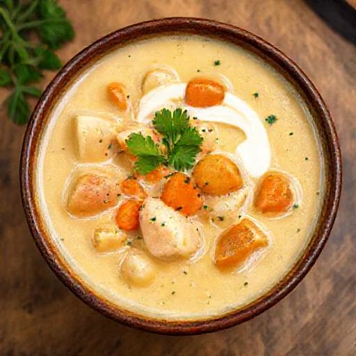 Классический сырный суп с курицей