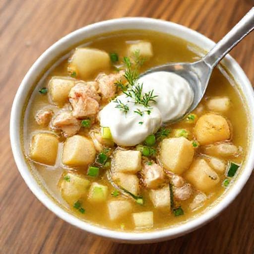 Быстрая Окрошка на квасе с курицей