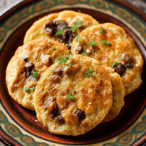 Картофельные зразы с грибами и гречкой