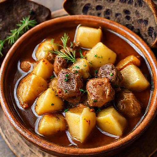 Классическая тушёная картошка с говядиной
