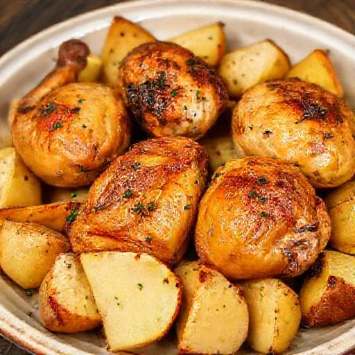 Классическая курица с картошкой в духовке