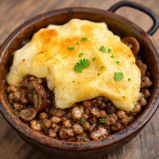 Картофельная запеканка с фаршем и грибами