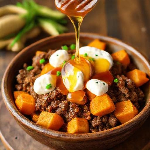 Classic Hot Honey Cottage Cheese Sweet Potato Beef Bowl