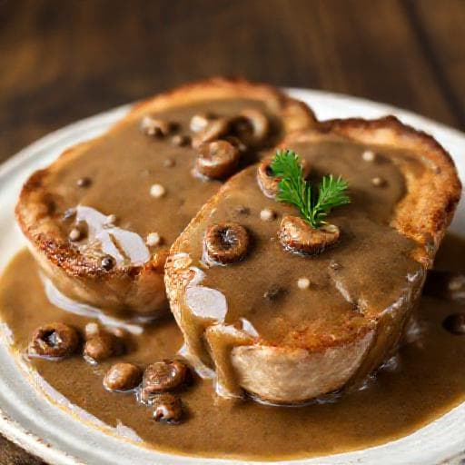 Classic Pork Chops with Mushroom Gravy