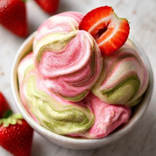 Quick Strawberry Matcha Swirl Ice Cream (No-Cook Base)