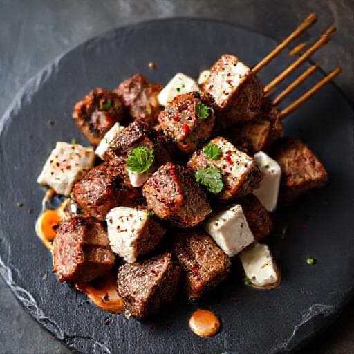 Spicy Lamb Souvlaki with Feta