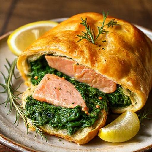 Salmon Wellington with Spinach and Dill