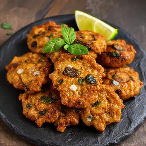 Masala Onion Bhajis with Spinach