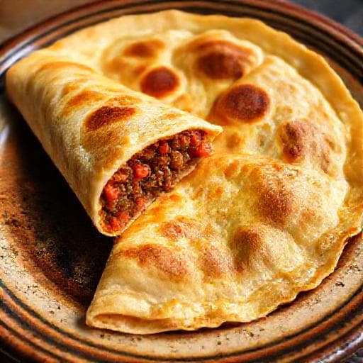 Gözleme with Minced Meat and Tomato