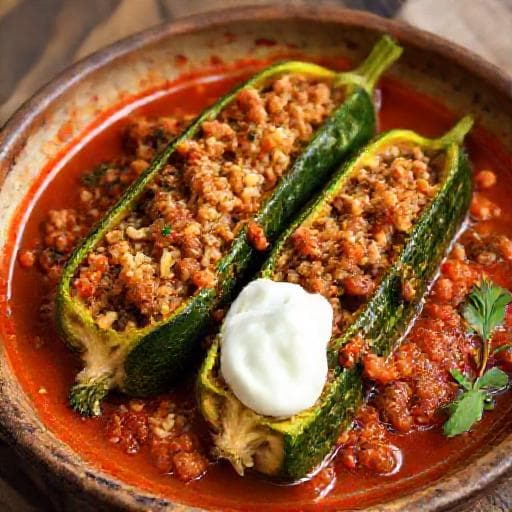 Armenian Style Stuffed Zucchini (Tzitzag Dolma)